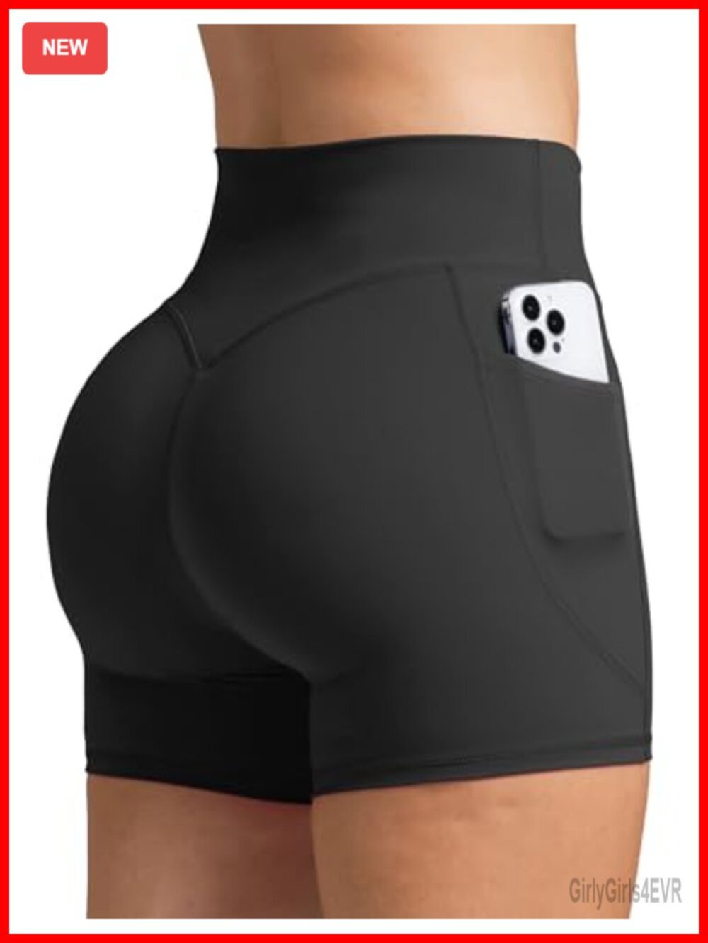High Waisted Biker Shorts with Pockets No Front Seam Compression
